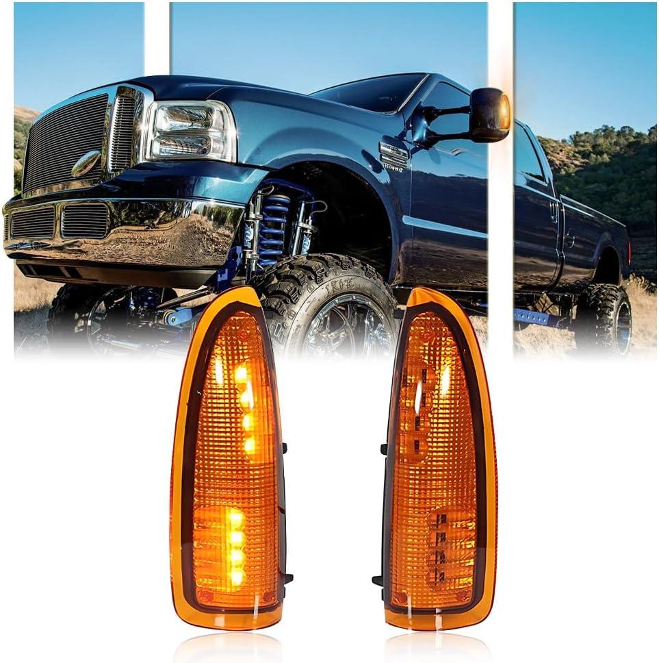 2 PCS LED Side Mirror Marker Lights for Fo-rd 2003-2007 F250 F350 F450 F550 Super Duty / 2000-2005 Excursion, LED Sequential Side Mirror Turn Signal Lamp Assembly, Amber Lens