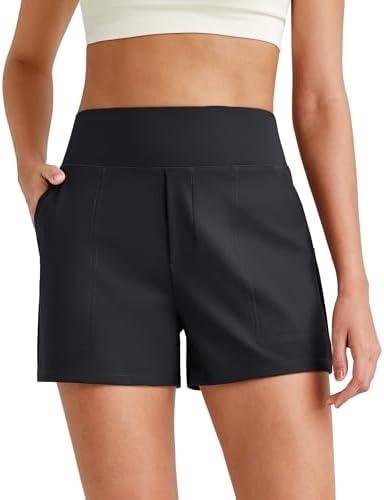 G4Free ShiftReady Athletic Shorts for Women High Waisted Trouser Shorts Trendy Casual Summer Short with Pockets Large, Black  G4Free ShiftReady Athletic Shorts for Women High Waisted Trouser Shorts Trendy Casual Summer Short with Pockets Large, Black