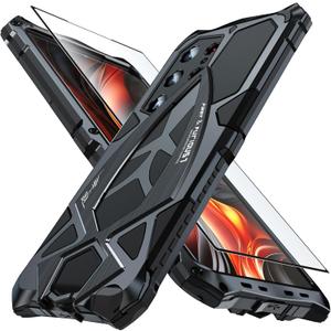 Armor Phone Case for Samsung Galaxy S26 Ultra Military Grade Drop Protection Cover S26Ultra Heavy Duty Hybrid Metal Bumper Built-in Silicone Shockproof Dustproof - Black