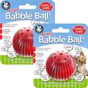 Pet Qwerks Blinky Babble Ball - Flashing Interactive Chew Dog Toy, Small, 2 Pack, Red