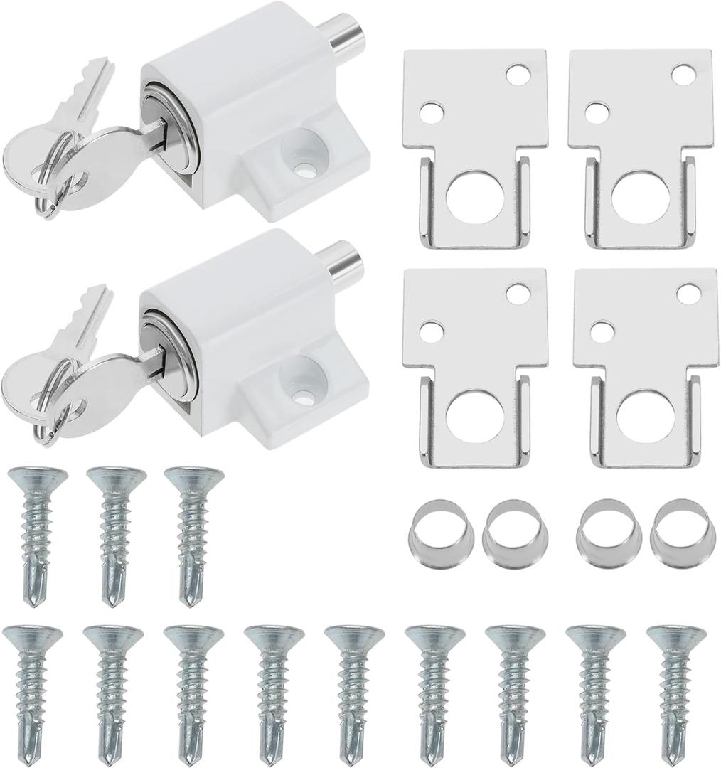 2pcs Sliding Door Window Lock Sliding Patio Lock Window Door Limiter Sliding Door Lock Accessory Set for Home Office Classroom Sliding Doors Windows, White