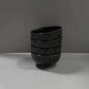 Sureasy Ceramic Ice Cream Bowls, 12oz Embossed Dessert Bowls Set, 4.6 Inch Stoneware Small Bowls for Snack, Sauce, Fruits, Microwave and Dishwasher Safe, Set of 4, Black