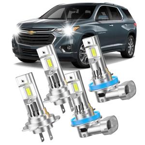 Luminavexel Fit For 2013-2018 Chevy Traverse Front Light Bulbs,High Beam H7 & Low Beam H11 Light Bulbs Combo Pack, 6500K White Ture Plug and Play Bulbs with Built-in FAN, Pack of 4