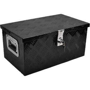 20 Inch Tool Box Flatbox Truck Car Outdoor Trailer Pickup Underbody Toolbox,RV Storage Organizer,Underbed Tools Organizer W/Lock & Keys, Black Aluminum 5 Bar Tread(20''X12''X9.5'')