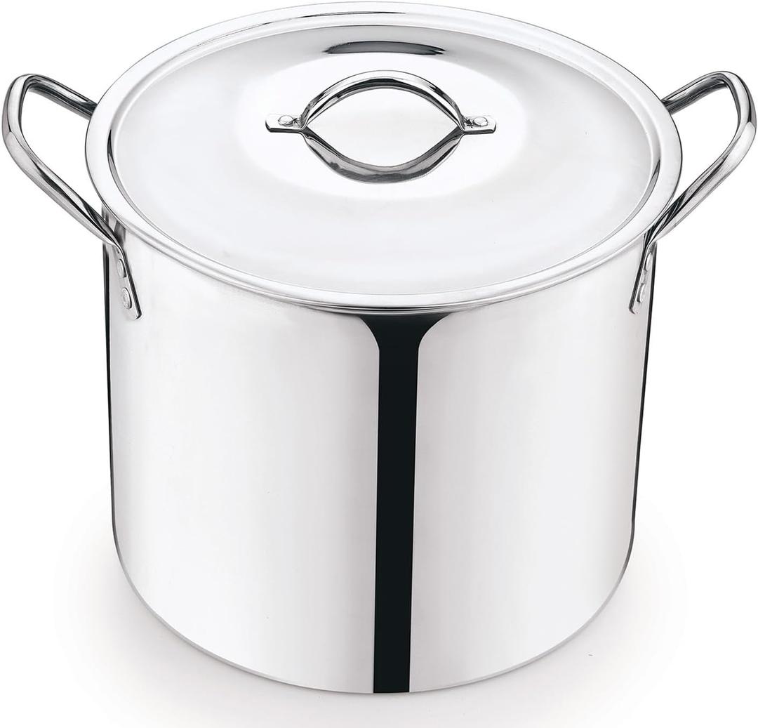 Stainless Steel Pot 12-Qt scald-resistant handle with metal lid Stock Pot Holds 4 gallons of soups and stews Soup Pots for kitchen