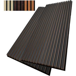 Wood Slat Wall Panel, 48'' x 24'' Wood Panels for Wall, 3D Soundproof Wall Panels, Large Acoustic Panels for Interior Ceiling and Wall Decor Noise Reduction, 2 Pack, Smoky Wood