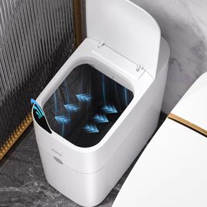 MOPUP Bathroom Trash Can, Automatic Bagging Garbage Can, 3.5 Gallon Slim Smart Small Plastic Trash Bin, Narrow Motion Sensor Trash Can for Bedroom, Office White MOPUP Bathroom Trash Can, Automatic Bagging Garbage Can, 3.5 Gallon Slim Smart Small Plastic Trash Bin, Narrow Motion Sensor Trash Can for Bedroom, Office White