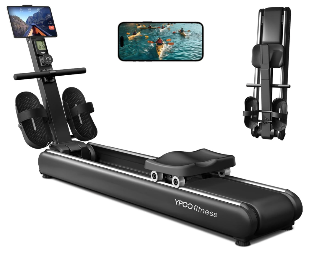 Rowing Machines for Home, Magnetic Row Machine Foldable, 16 Levels Quiet Resistance Rowing Machine with Dual Slide Rail, Folding Indoor Rowers Compact with Max 350lb Weight Capacity