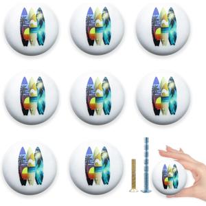 Surfboards with Palm Trees Ceramic Drawer Knob Set of 8 1.5" Beachy Kitchen Cabinet Furniture Handles Dresser Drawer Knobs and Pulls