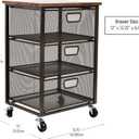Mind Reader 3 Drawer Storage Organizer with Wood Top, Rolling Office Organizer Cabinet with Wheels, Office, Metal Mesh, Black