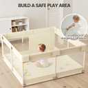 Uanlauo Beige Small Baby Playpen - 47x47in Playpen for Babies and Toddlers, Safe Indoor Play Pen, Baby Pen with Storage Bag and Breathable Mesh