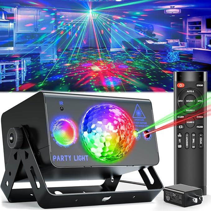 Party Lights Dj Disco Light Disco Ball Light LED Stage Strobe Lights Projector Sound Activated with Remote Control for Parties Club Bar Holiday Christmas Dance Gift Birthday Xmas Wedding Home Décor