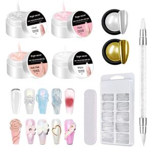 Solid Builder Gel for Nails, Non-Sticky Hand Hard Gel for Nails Nail Extension Gel Nail Art Salon Home Non-Sticky Hand (4 colors set c)