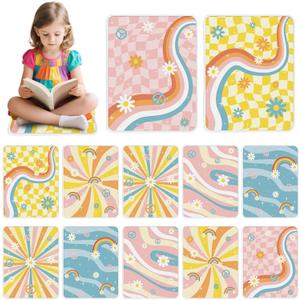 12Pcs Carpet Squares for Classroom,Classroom Sitting Floor Seats,16.5 * 12.5inch Rainbow Classroom Decor sit Spots,Non-Slip Floor Cushion Educational Area Rug for Kindergarten Preschool Playroom