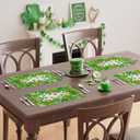 2 x XCHI Watercolor Green Shamrocks Clovers St. Patrick's Day Placemats Set of 4 Table Mats for Party Home Kitchen Dining Table Decorations 12x18 Inch