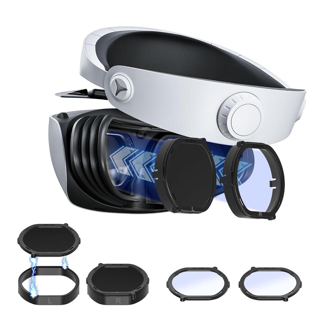 DEVASO Lens Protector Cover Kit for PSVR2, Protector Accessories Compatible with Playstation VR2, Glasses Spacer Anti-Scratch Ring with Blue Light Blocking Glasses for PS VR2, Anti-Scratch & Easy to Install (Combination)
