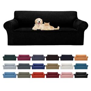 Cupuamon 2026 New Stretch Sofa Slipcovers Couch Cover for 3 Cushion Furniture Protector Sofa Covers with Elastic Bottom Jacquard Fabric Small Checks for Pets, Kids -Sofa, Black