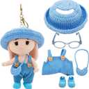 Handmade Crochet 15cm-17cm Doll Clothes Accessories with Shoes Set Outfits Compatible Cute Dress up 5.91-6.7inch Dolls for Women Kid Boys Girls (No Doll)(Blue)