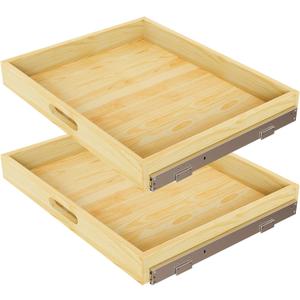 Petpvilit 2 Set Pull Out Cabinet Organizer, Soft Close Slide Out Wood Drawer Storage Shelves for Kitchen, Base Cabinet Organization for Pantry, Finished, Heavy-Duty, Bottom Assembly (27” W x 21” D)