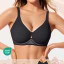 LetsJoli Wireless Bras for Women No Underwire Jelly Bras Seamless Push Up Full Coverage Bralettes Comfortable Everyday Bra (Black, XXL)