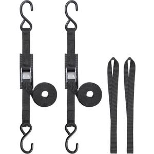 EXVITAL Tie Down Straps with Hook Cam Buckle Straps 1" x 8 1200lbs Break Strenght with Extra Soft Loops for Motorcycle, Kayak, ATVs, Dirt Bike, Truck, Car Black 2 Pack