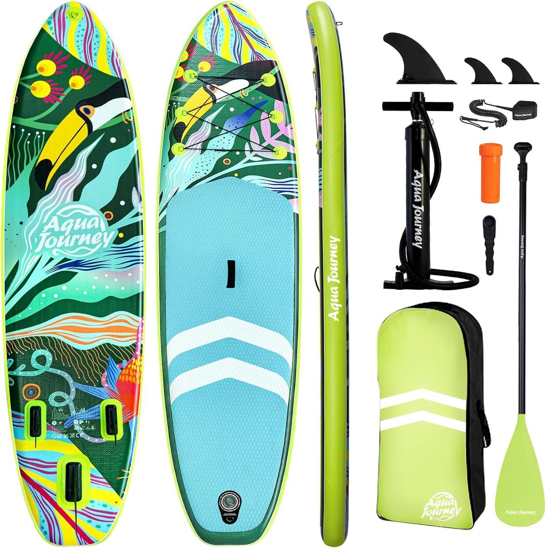 Inflatable Stand Up Paddle Board 10'6", Lightweight & Stable with 3-Fin Maneuverability, Complete Paddleboard Accessories for Adults & Youth, Ideal Outdoor Gift