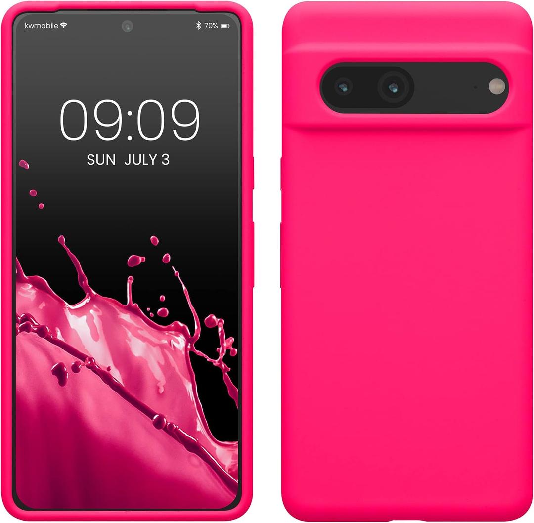 kwmobile Case Compatible with Google Pixel 7 Case - TPU Silicone Phone Cover with Soft Finish - Neon Pink