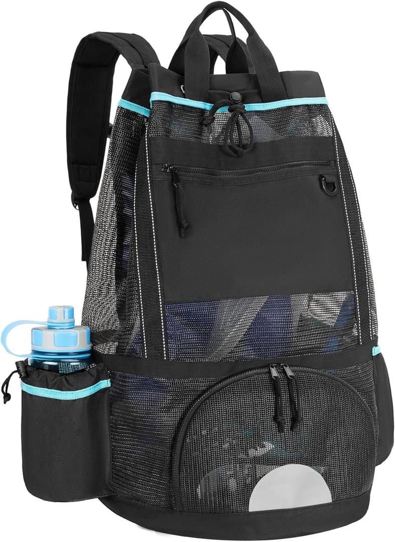 Fasrom Scuba Diving Backpack, XL Mesh Dive Bag for Snorkeling Gear, Mask, Fins, Snorkel, with Shoe Compartment and Wet & Dry Separation, Black