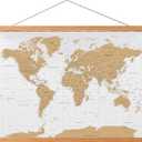 FALAMON Magnetic Poster Hanger Frame, 48x36 48x24 48x32 Teak Wood Magnet Poster Frame for Posters, Prints, Photos, Pictures, Maps, Scrolls, and Canvas Artwork (48L" x 0.7W")