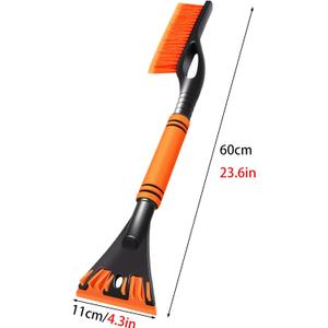 Detachable Snow Brush and Ice Scraper for Car Windshield - 23.6" Scratch-Free Snow Remover with Comfortable Foam Grip for Car Windows and Roof(Orange)