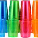 100 Count 10oz Disposable Tumblers Neon Cups for Party, 10oz Disposable Hard Multicolor Plastic Cups, Plastic Margarita Glasses (10, ounces)