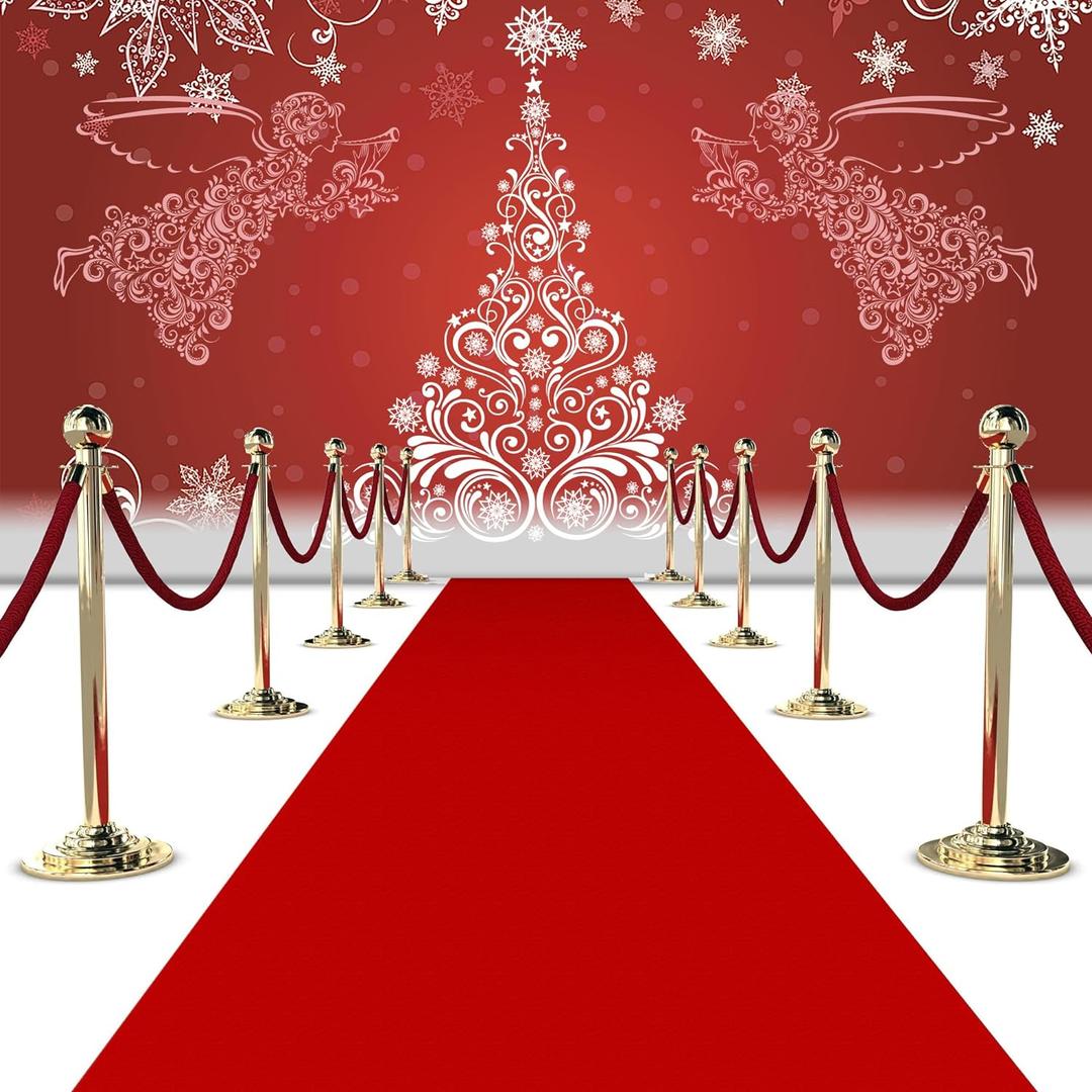 Red Carpet Runner for Parties & Weddings - 2.6x15 ft Premium Felt with Double-Sided Tape | Non-Slip Disposable Rug for Hollywood Events, Birthdays, Anniversaries | 130 GSM Heavy-Duty Felt