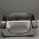 Low Entry Litter Box for Senior or Disabled & Injured Cats, Stainless Steel High Sided Enclosed Easy Step in Entry-Metal Kitty Litter Box for Kittens, Odor Control (17.7"x13.8"x5.9")