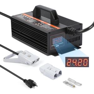 Forklift Battery Charger 24V 20A Smart Forklift Charger 24 Volt 600W Auto Pallet Jack Battery Charger LCD Display Trickle Charger for 24V Electric Pallet Jack, Stacker, Floor Scrubber, Scissor Lifter