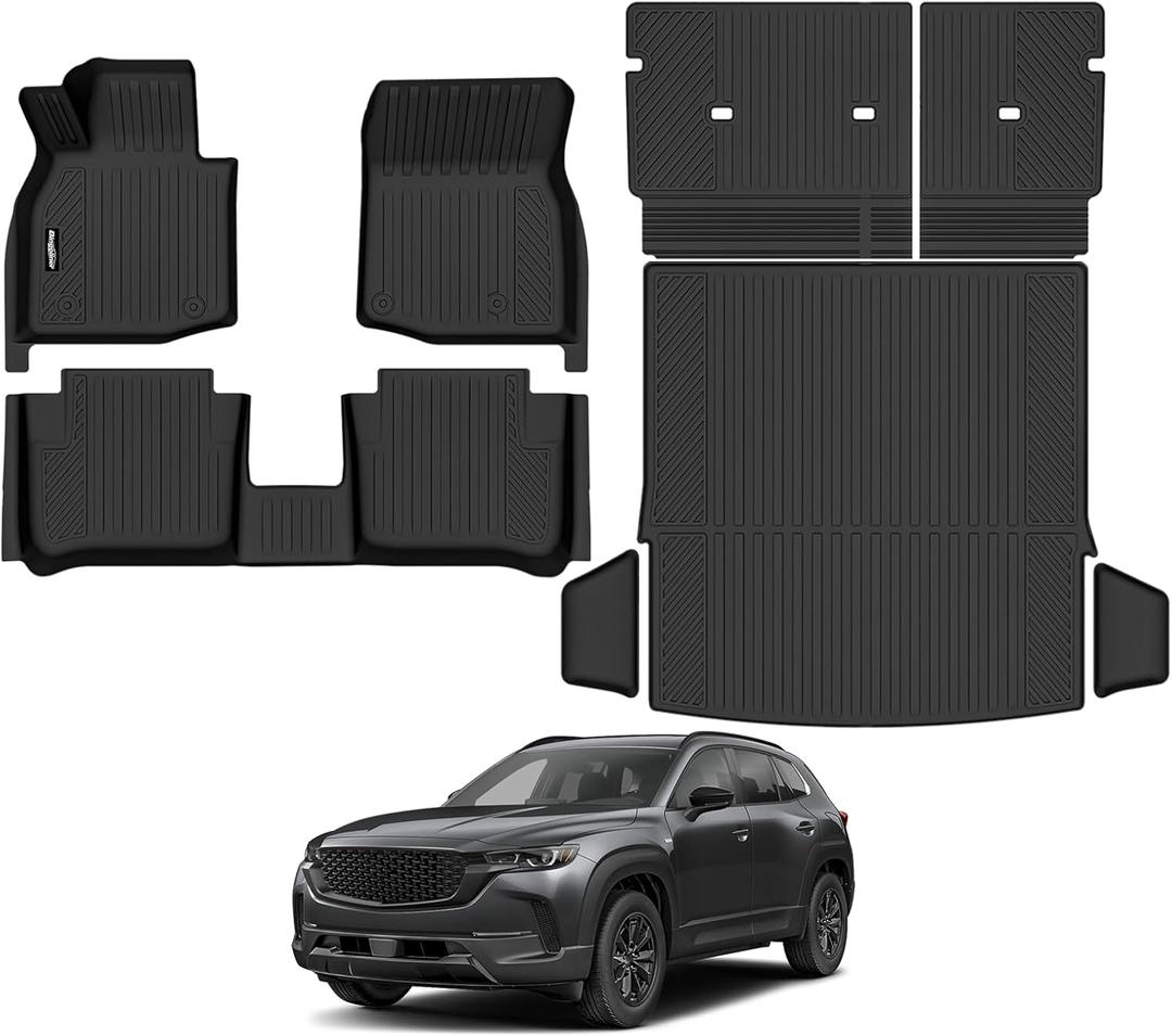 Floor Mats for Mazda CX-50 Hybrid 2025 2026 (Not for Gas), Trunk Mat and Backrest Mat All Weather TPE Protector for Mazda CX-50 Hybrid Accessories Floor Liner