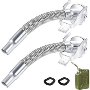 BBTO 2 Pcs Flexible Jerry Can Spout Stainless Steel Long Nose Spout Replacement Compatible with Wavian Jerry Can (Silver)