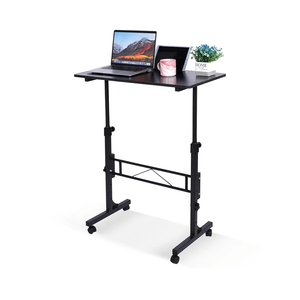 Standing Desk Adjustable Height, Mobile Stand Up Desks with Wheels Small Computer Desk Rolling Desk, Portable Laptop Desk Black Standing Table Sit Stand Home Office Desks 16"x31.5" Height 27"-43.5"