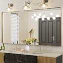 LOAAO 72"X36" Gold Bathroom Mirror, Rounded Rectangle Gold Frame Mirror, Brushed Gold Bathroom Vanity Mirror Wall-Mounted, Anti-Rust, Tempered Glass, Hangs Horizontally or Vertically
