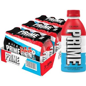 PRIME Hydration ICE POP | Sports Drinks | Electrolyte Enhanced for Ultimate Hydration | 250mg BCAAs | B Vitamins | Antioxidants | 2g Of Sugar | 12 Fl Oz (Pack of 24), Best By: 17OCT2025