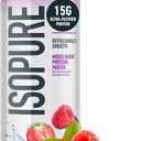 Isopure Clear Protein Water with Electrolytes, 15g Whey Protein Isolate, Zero Sugar, Mixed Berry, 20 fl oz Bottle, 1 Count (EXP 06/18/26)