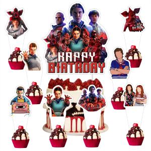 25pcs Stranger Season 5 Things Cake Decorations with 24pcs Cupcake Toppers, 1pcs Cake Topper for Stranger Season 5 Things Birthday Party Supplies