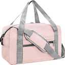 15 Inch Small Carry On Bags for Airplanes Spirit Airlines Personal Item Bag Underseat Foldable Travel Duffle Gym Bags for Women Men(20L,Pink)