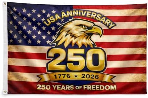 American 250th Anniversary Flag 1776–2026, Double Sided 3-Layer Outdoor Patriotic Flag, Heavy Duty Quadruple Stitching Fly End, Fade Resistant Independence Day Flag