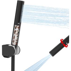 BESy Brass 2 In 1 Function Filtered Matte Black Handheld Shower Head for Hard Water Black Shower Wand High Pressure Showerhead Black Hand Shower Sprayer with Hose Bracket