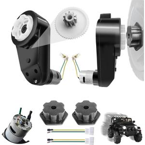 JRRXM 2PCS High Speed 24V RS555 35000RPM Fast Steel Gears Motor Gearbox for Power Wheels Motor Upgrade,18V-24V Kids Ride on Toy Electric Car Conversion Kit for Tire Upgrade,Free Connector Coupler