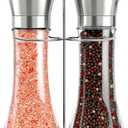 Willow & Everett Salt & Pepper Grinder Set with Stand - Stainless Steel Manual Mills & Holder with Adjustable Coarseness, Refillable Design for Peppercorns & Rock Salt Sold Separately (2 Count (Pack of 1))