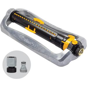 Melnor 65154AMZ XT Turbo Oscillating Sprinkler, Metal Base, 4,500 sq. ft., Quick Connect Bundle, 3-Way Adjustable, Black, Yellow (3-Way Adjustable Metal Base) Melnor 65154AMZ XT Turbo Oscillating Sprinkler, Metal Base, 4,500 sq. ft., Quick Connect Bundle, 3-Way Adjustable, Black, Yellow (3-Way Adjustable Metal Base)
