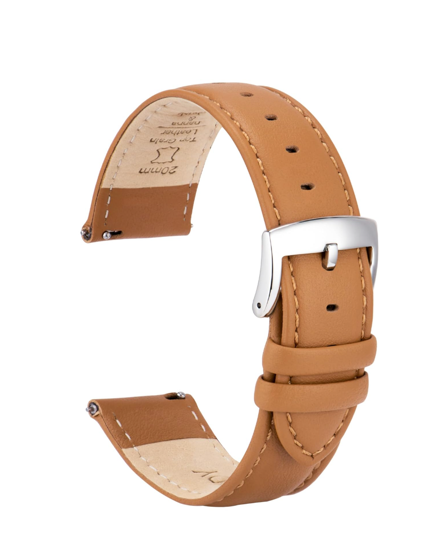 Leather Watch Bands Strap Quick Release, Elegant & Soft Top Grain Genuine Leather Watch band for Men Women, 22mm 21mm 20mm 18mm 16mm Replacement Straps for Watch & Smartwatch