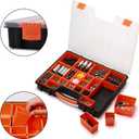 EMENTOL 2PCS Multi-Purpose Portable Organizer Box Set with 44-Removable Compartments, 2 Pieces Professional Boxes with Dimension 16.2"L*13"W*2.3"H