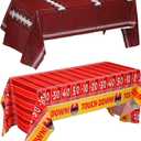 Oudain 2 Pack Football Party Decorations Disposable Football Tablecloth Red and Gold Plastic Touchdown Table Cover Red and Gold Decoration Runner for Birthday Game Day Party Games Decor 54 x 108 Inch